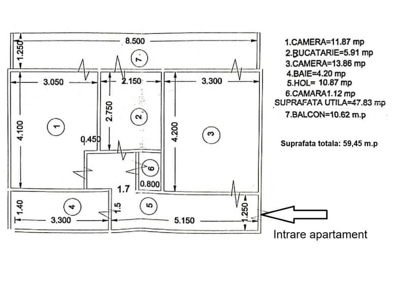 Apartament cu 2 camere în Central