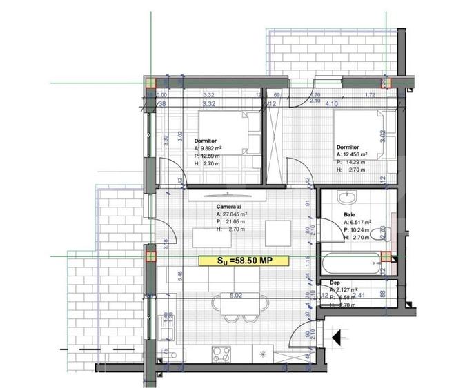 Apartament cu 3 camere semidecomandat în Florești