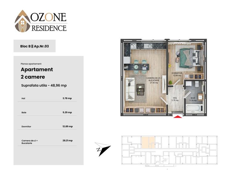 Apartament cu 2 camere decomandat în Central