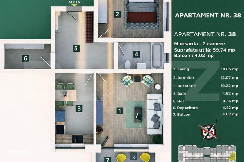 Apartament cu 2 camere în Central