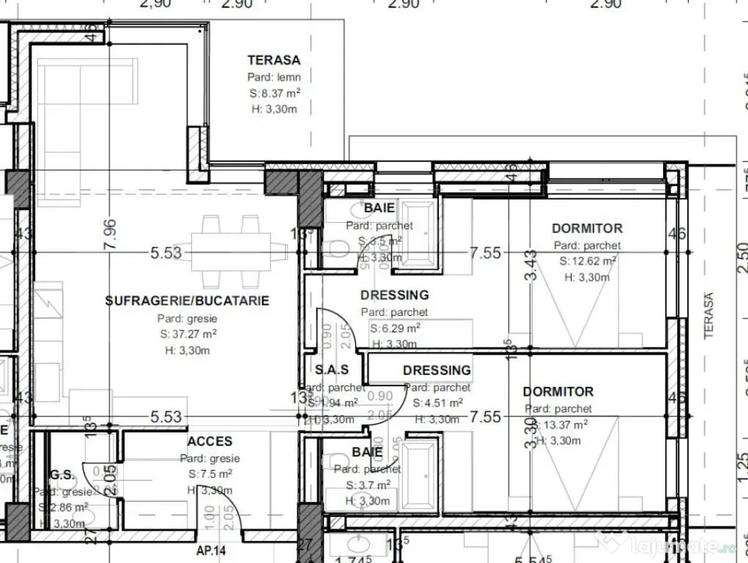 Apartament cu 3 camere decomandat în Central
