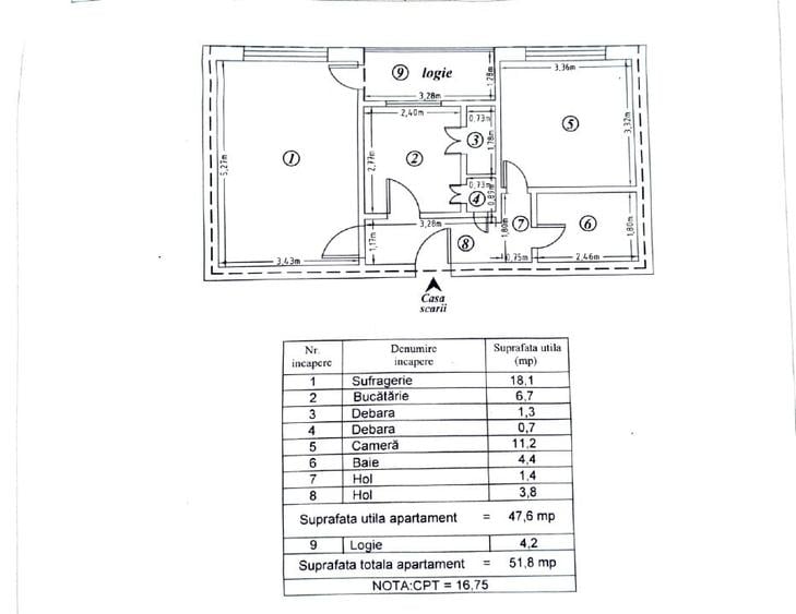 Apartament cu 2 camere în Central