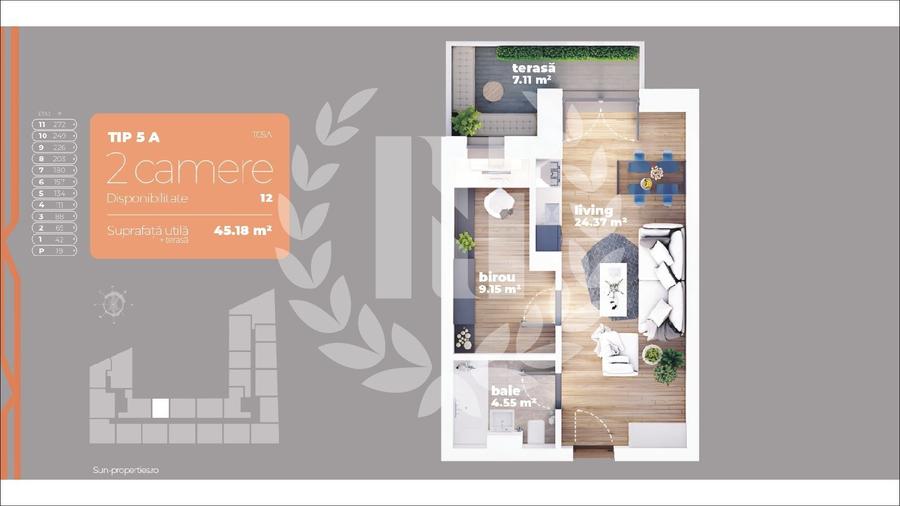 Apartament cu 2 camere semidecomandat în Titan — fotografia 1