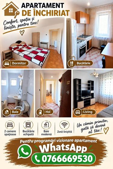 Apartament cu 2 camere semidecomandat în Trivale