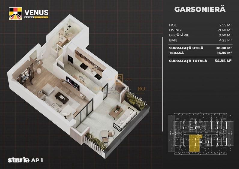 Garsoniera moderna cu terasa generoasa de vanzare - acces facil metrou - 3