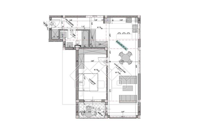 Apartament cu 2 camere nedecomandat în Exterior Vest