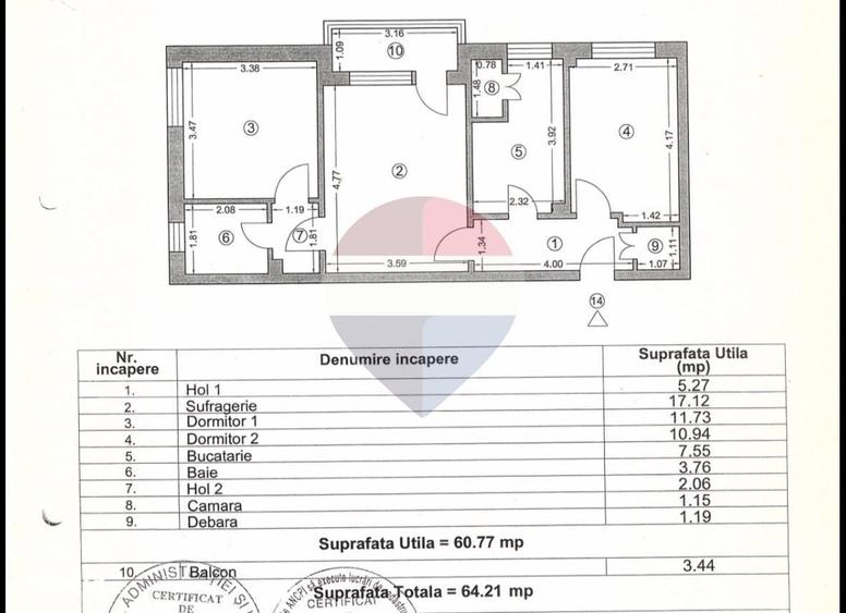 Apartament cu 3 camere în Central