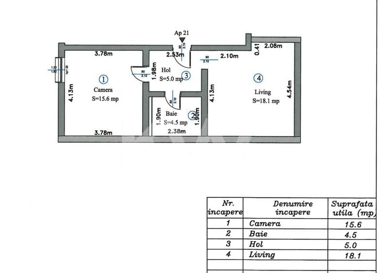 Apartament cu 2 camere în Stupini