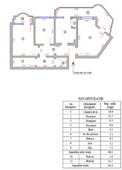 Apartament cu 3 camere decomandat în Central