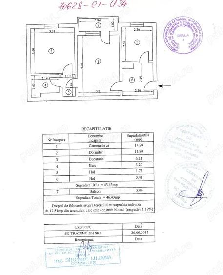 Apartament cu 2 camere semidecomandat în Independenței