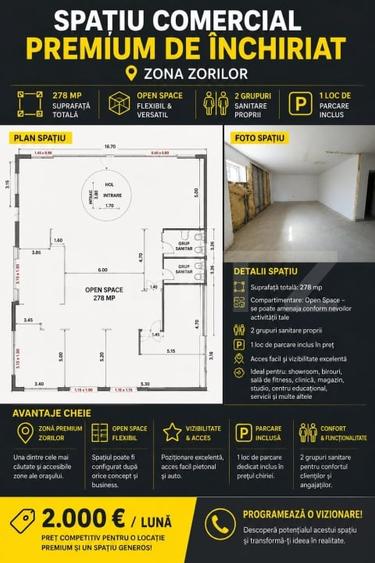 Spațiu comercial, de 278 mp, în Zorilor