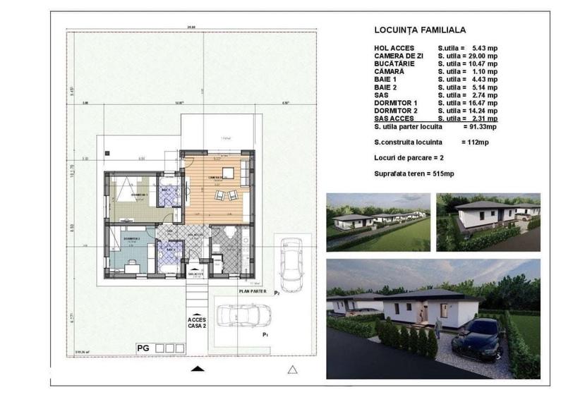 Casă cu 2 camere cu Teren 530 Mp în Recea