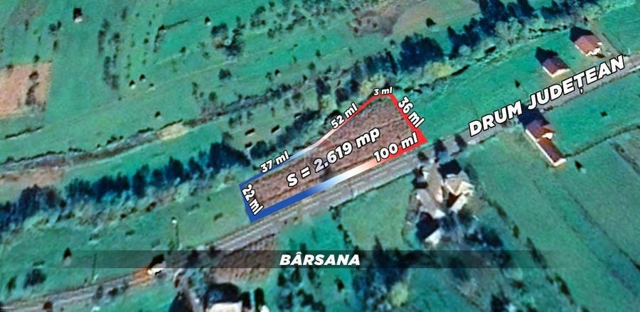 Teren de 2619 mp, în Bârsana