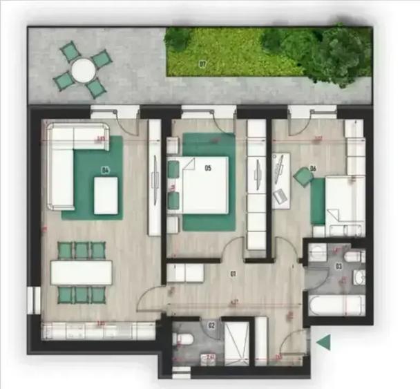 Apartament cu 3 camere în Theodor Pallady