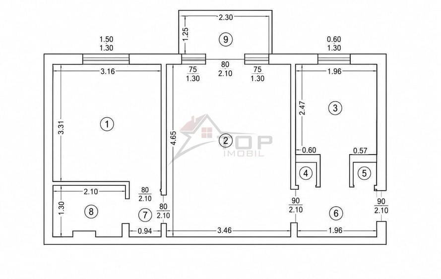 Apartament cu 2 camere semidecomandat în Alexandru cel Bun