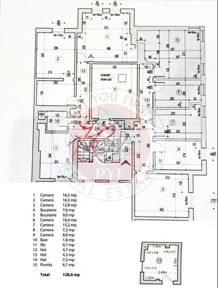 Apartament cu 7 camere semidecomandat în Romană