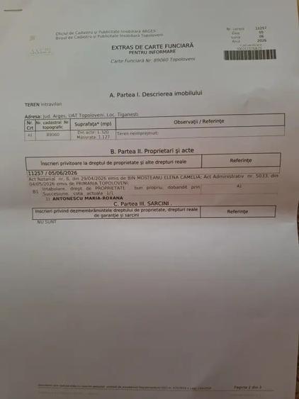 Teren de 1127 mp, în Țigănești
