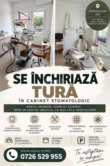 Inchiriere tura cabinet stomatologic complet echipat Miroslava