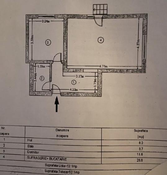 Apartament cu 2 camere în Trivale