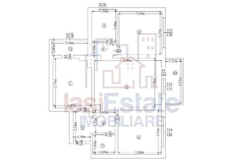 Apartament cu 3 camere semidecomandat în Palat