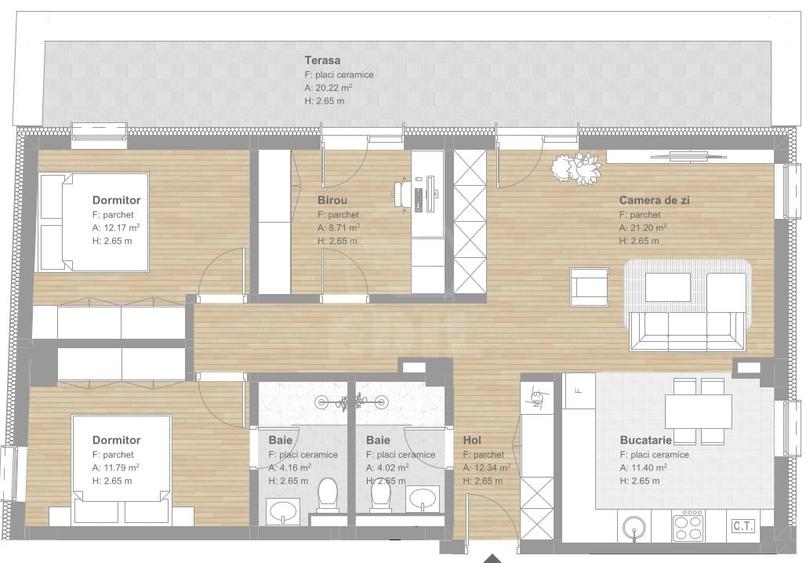Apartament cu 4 camere semidecomandat în Florești