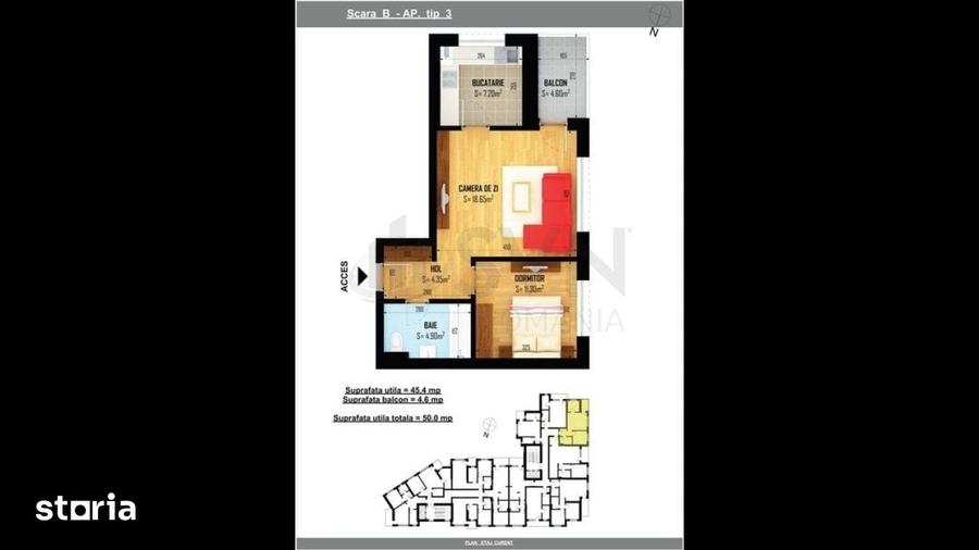 Apartament cu 2 camere semidecomandat, mobilat în Regie