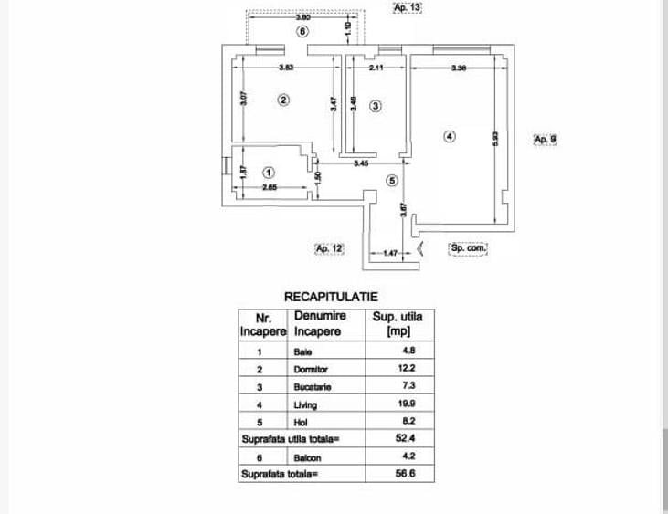Apartament cu 2 camere decomandat în Bucium
