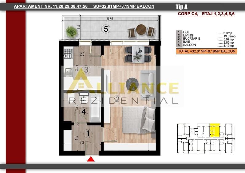 Garsonieră decomandată în Central