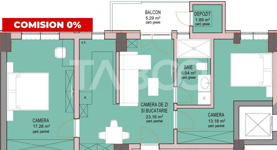 Apartament cu 3 camere decomandat în Mihai Viteazul