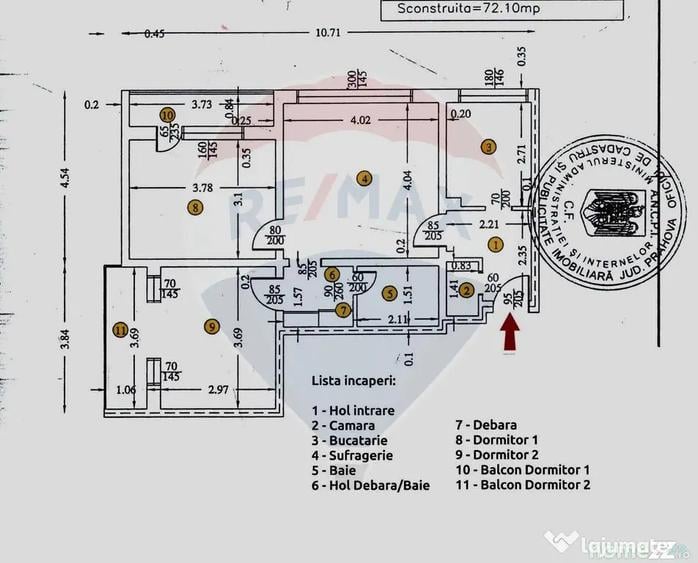 Apartament cu 3 camere semidecomandat în Nord