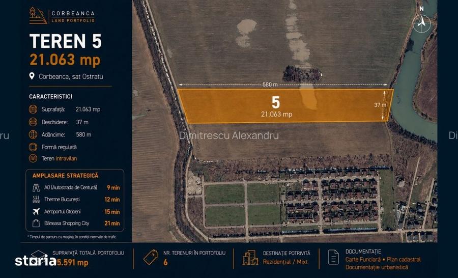 6 terenuri intravilane in Corbeanca 8.75026.596 mp, de la 33 euro/mp