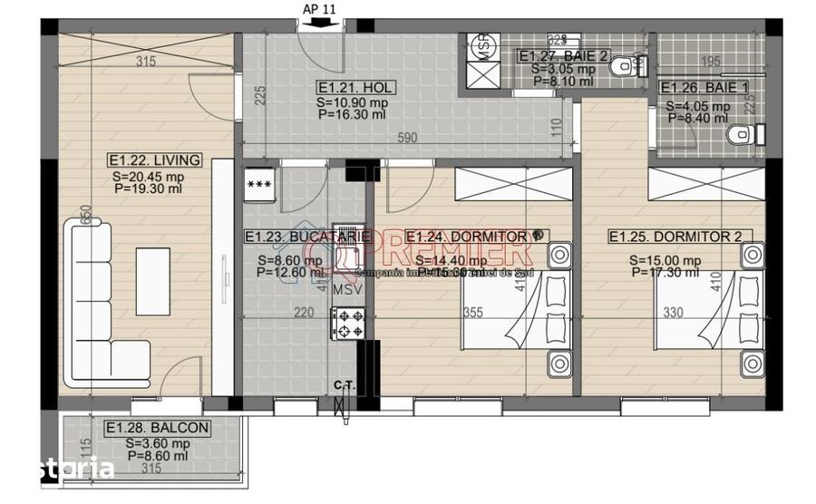 Apartament cu 3 camere în Central — fotografia 1