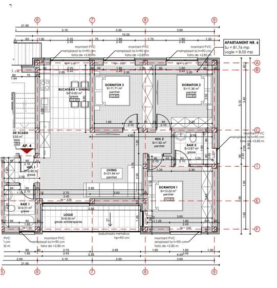Apartament cu 4 camere semidecomandat în Central