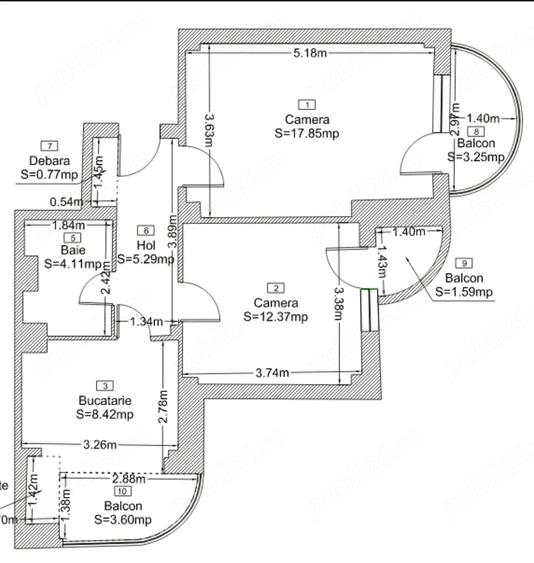 Apartament cu 2 camere decomandat în Mărăști