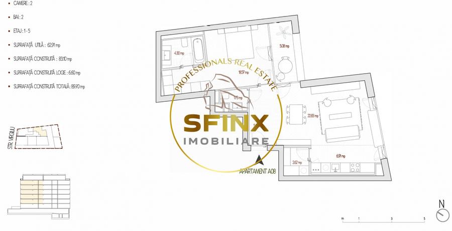 Apartament cu 2 camere semidecomandat în Cișmigiu