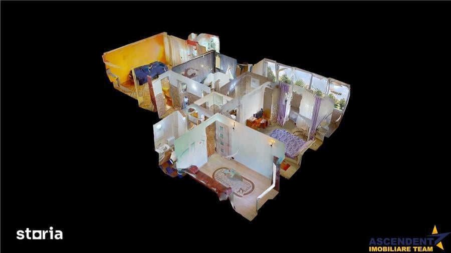 Apartament cu 3 camere decomandat, mobilat în Dârste