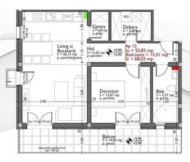Apartament cu 2 camere decomandat în Unirii