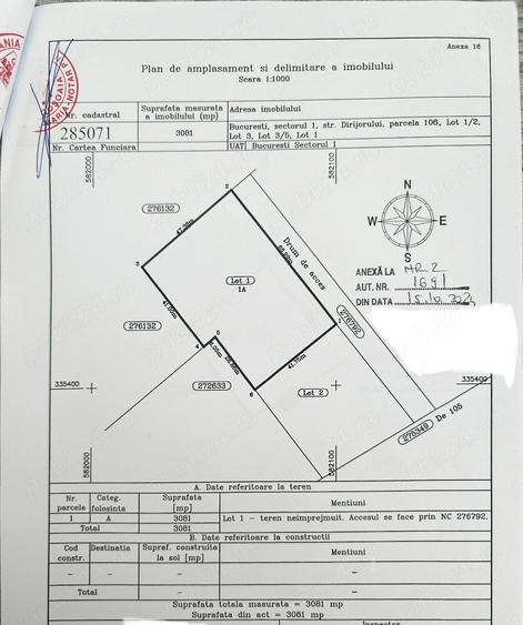 Teren de 500 mp, în Exterior Vest