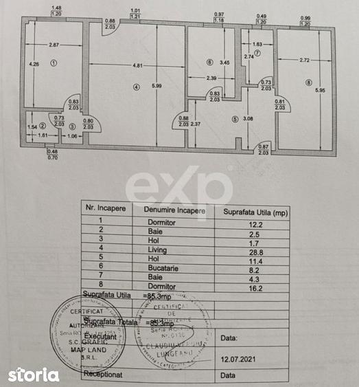 Apartament cu 3 camere, mobilat în Central