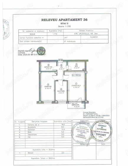 Apartament cu 2 camere decomandat în Florești