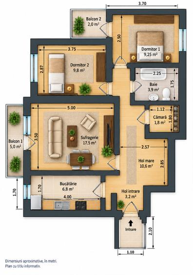 Apartament cu 3 camere decomandat, mobilat în Mănăștur