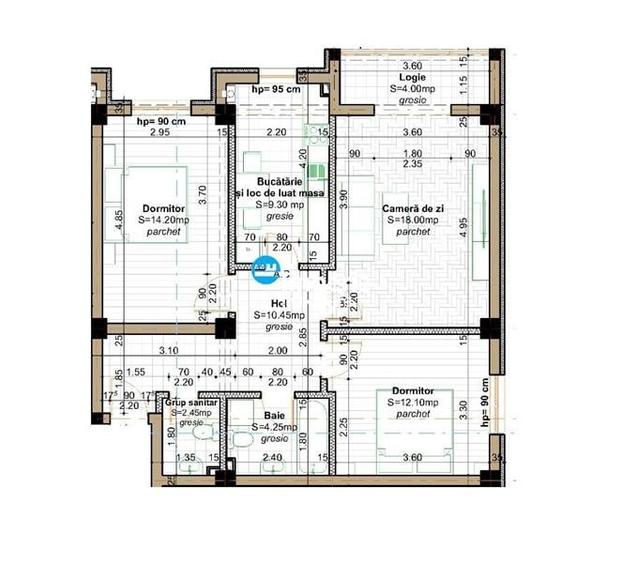 Apartament cu 3 camere semidecomandat în Popas Păcurari