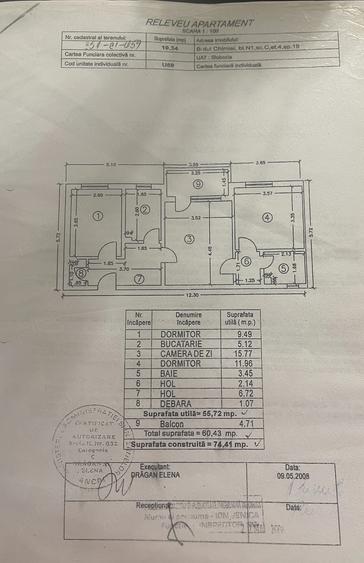 Apartament cu 3 camere semidecomandat în Central