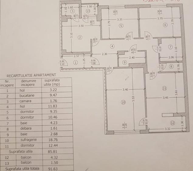 Apartament cu 4 camere decomandat în Republicii