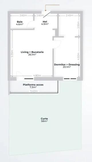Apartament cu 2 camere decomandat în Sud