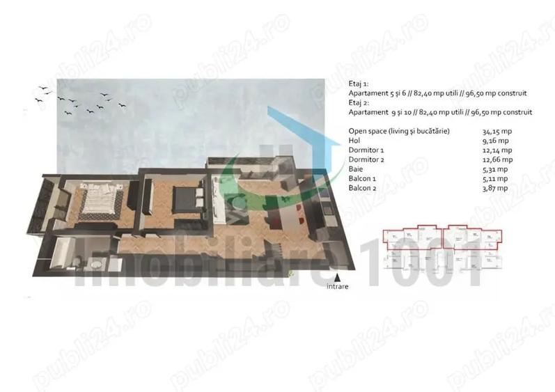 Apartament cu 3 camere decomandat în Tăuții-Măgherăuș