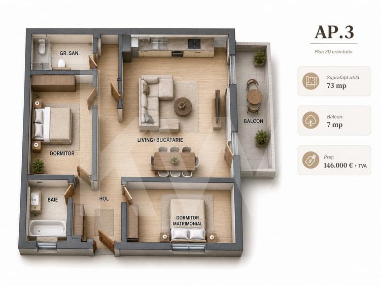 Apartament cu 3 camere decomandat în Arhitecților - Calea Cisnădiei