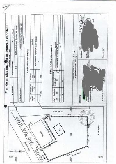 Teren de 1243 mp, în Secuieni