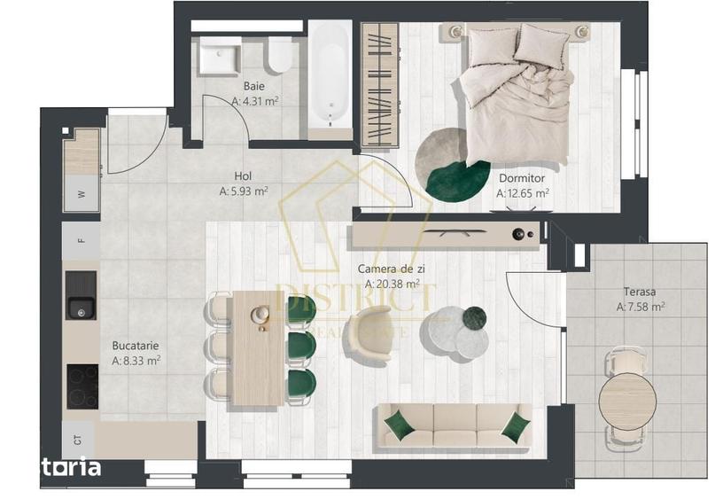 Apartament cu 2 camere în Lipovei