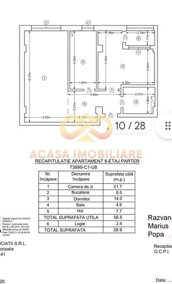 INTABULAT VALEA LUPULUI APARTAMENT 2 CAMERE 59MP - 2